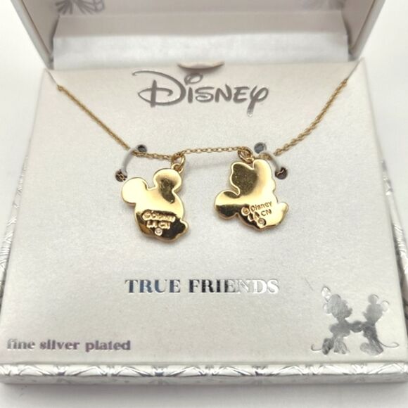 Disney LA Rocks Necklace Mickey Minnie True Friends Silver Plated Rhinestone - Picture 3 of 6